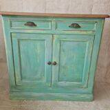 Buffet parisien patiné bleu vert