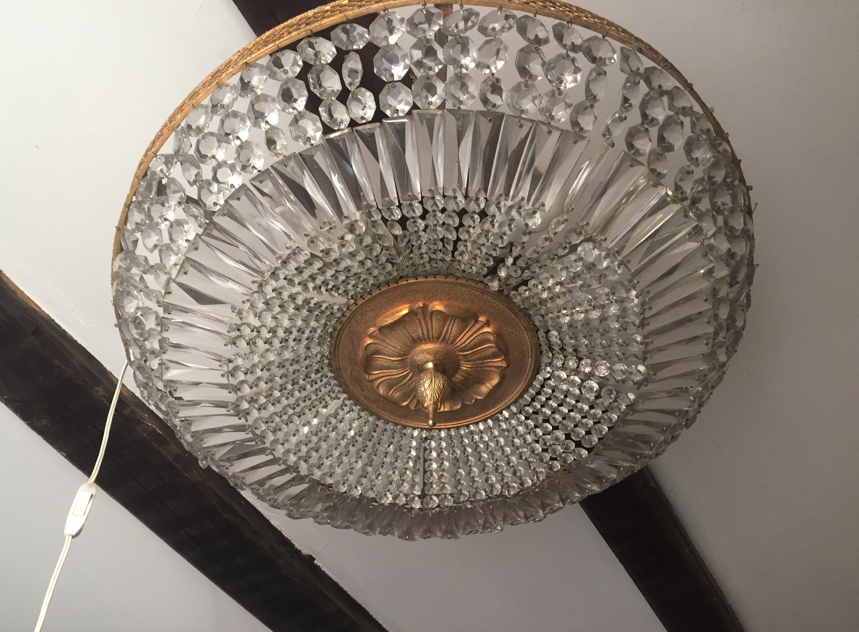 Large ceiling light with stamps and bronze Chandelier Ras de plafond Dome