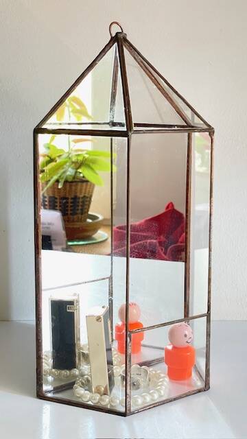 Vide poche mural miroir et laiton vintage
