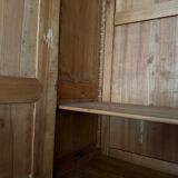 Antique solid wood wardrobe, rustic, with drawers and original key.