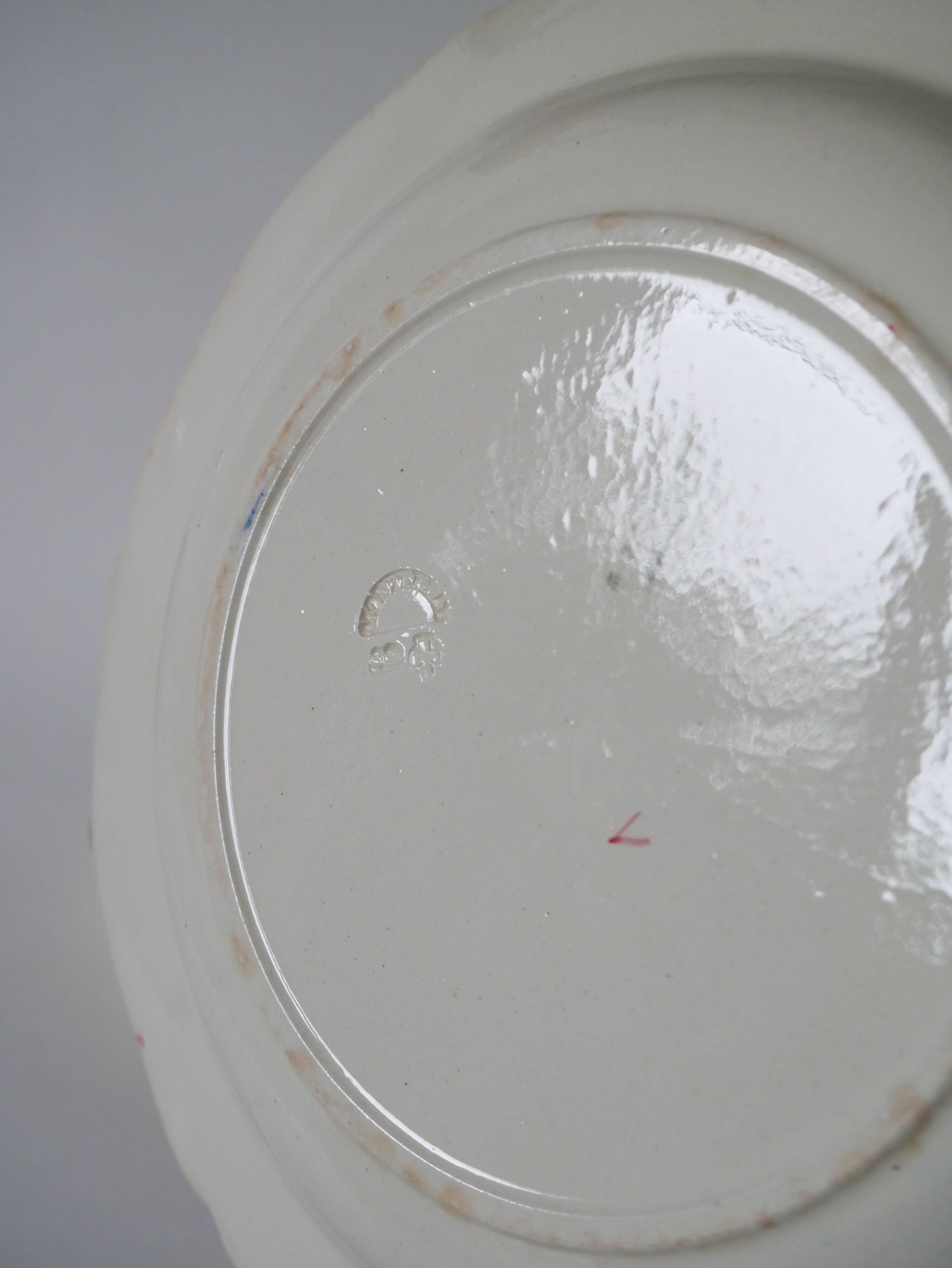 Set of 4 Salin soup plates with serrated edges with flowers Salins 1950