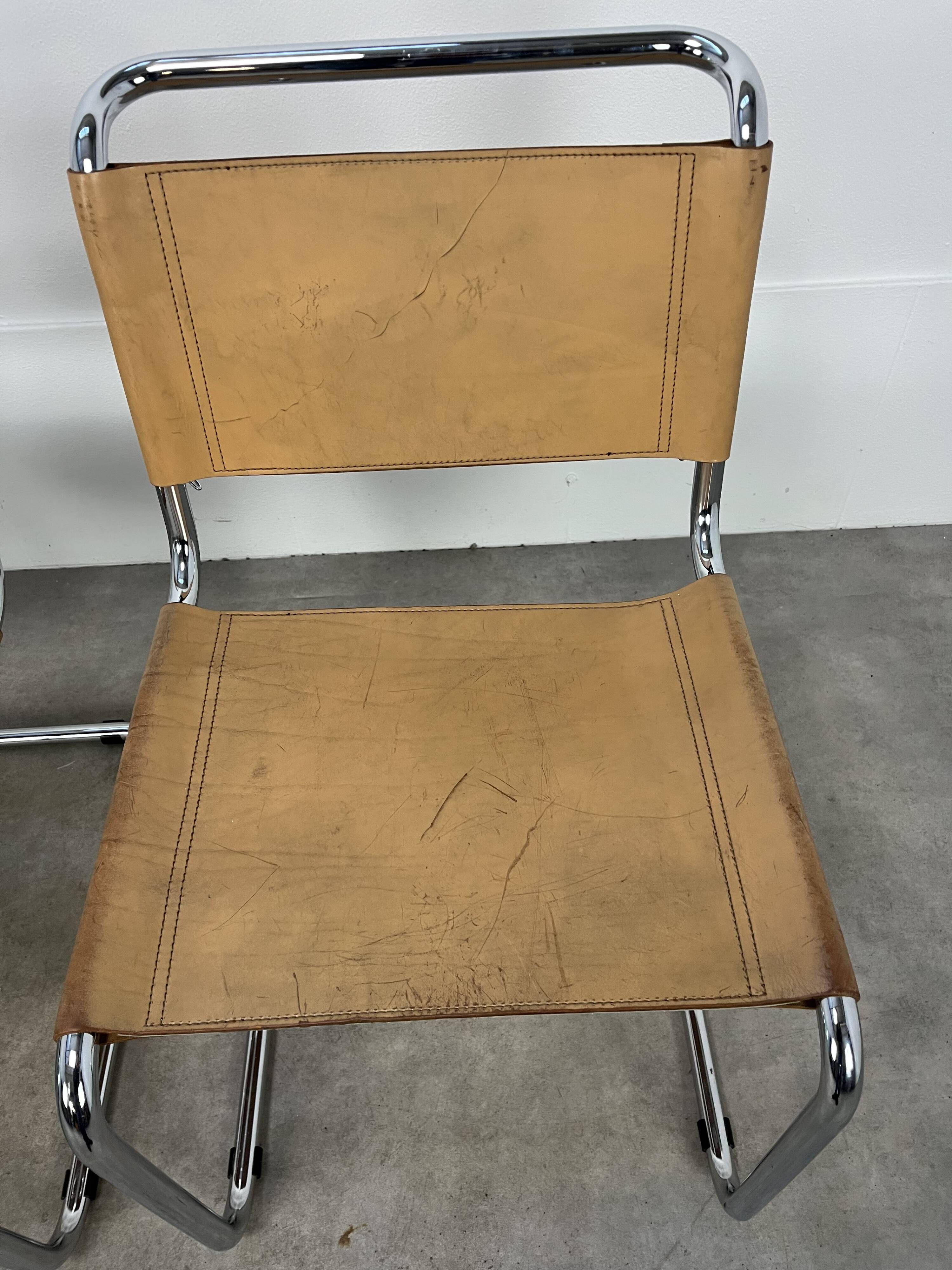 3 B33 Marcel Breuer chairs, 1980, leather