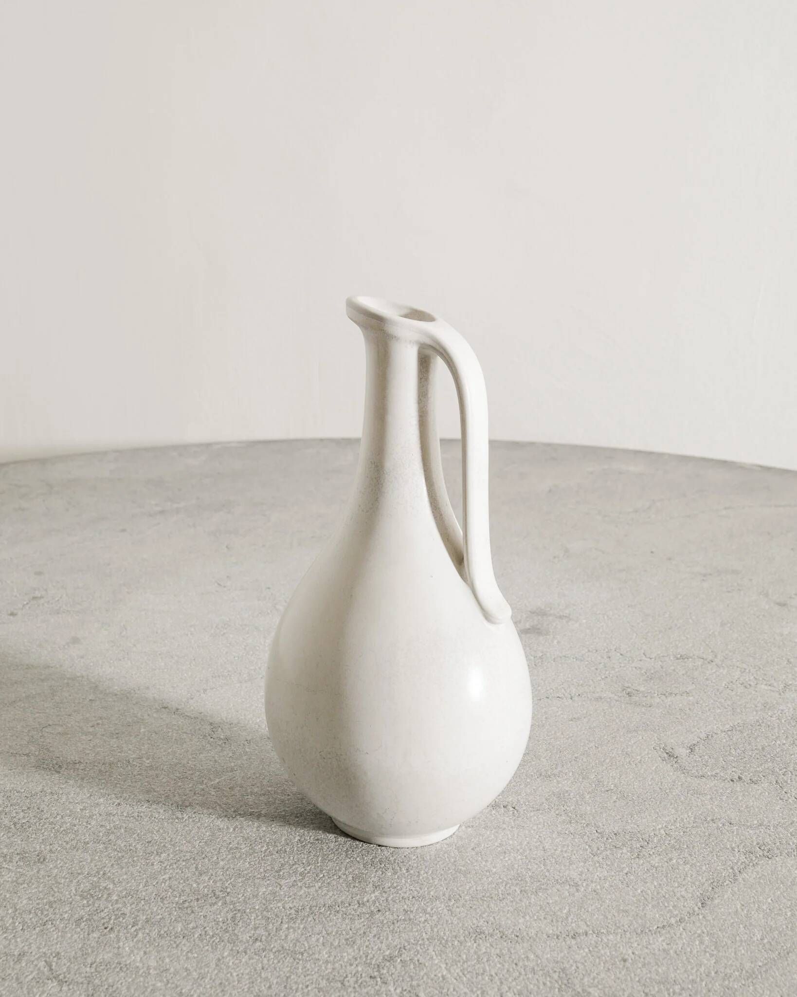 White Swedish Mid Century Ceramic Pitcher by Gunnar Nylund, 1950s