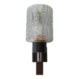 Vintage wall lamp in teak and glass relief Belgium 1970