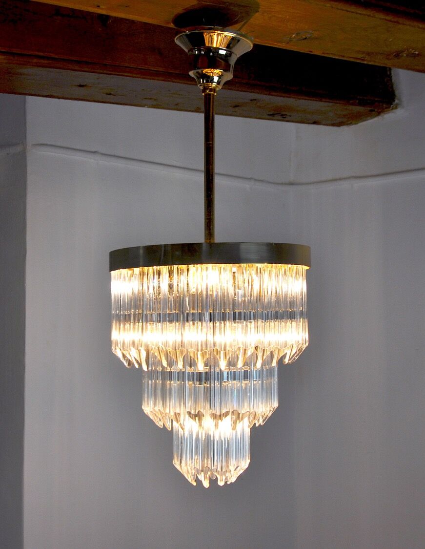 Lustre Venini 3 niveaux Italie 1970