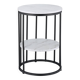 Relaxdays Side Table, 2 Marble Look Tabletops, Metal and MDF, H x D: 57 x 40 cm, for Living Room, White and Gold