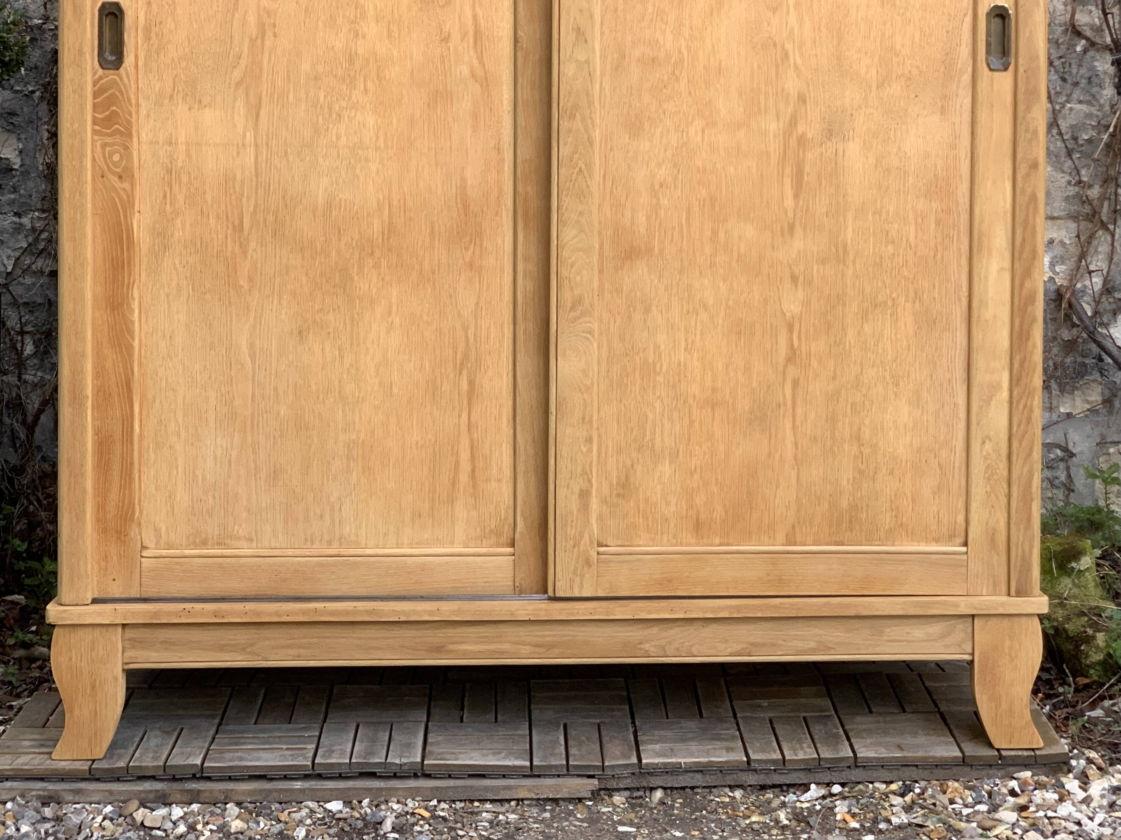 Parisian art deco wardrobe sliding doors solid raw oak