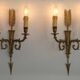 Vintage French Empire Arrow & Quiver Eagle Head Bronze Double Wall Sconces