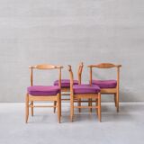 Guillerme et chambron oak 'fumay' mid-century dining chairs