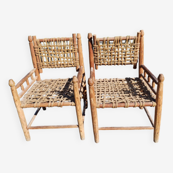 Wood and Rope Armchairs