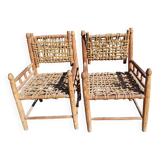 Wood and Rope Armchairs