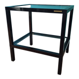 Rectangular table, end of sofa in metal and glass Vintage Vandel stone