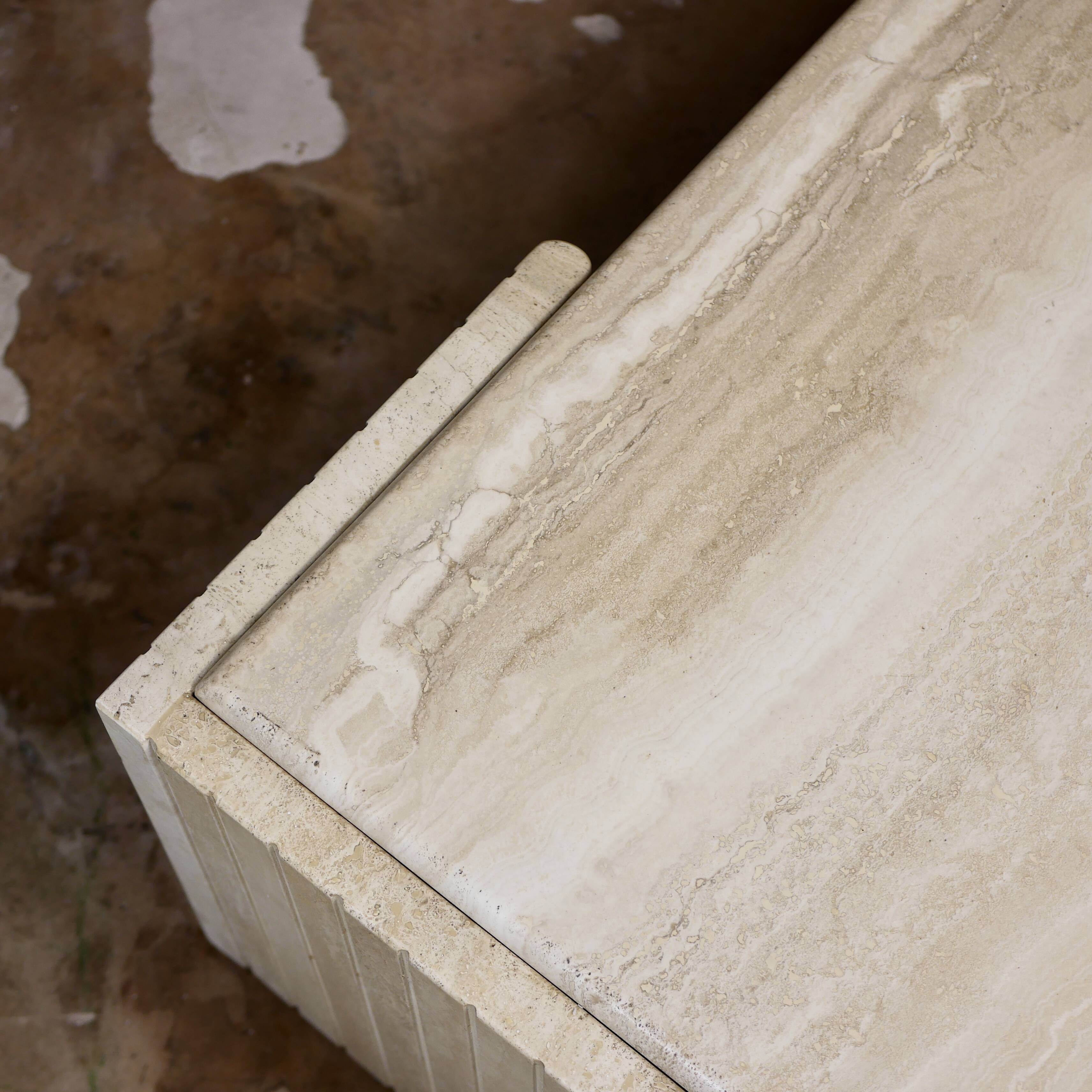 Travertine eye coffee table by Roche Bobois, 1970s