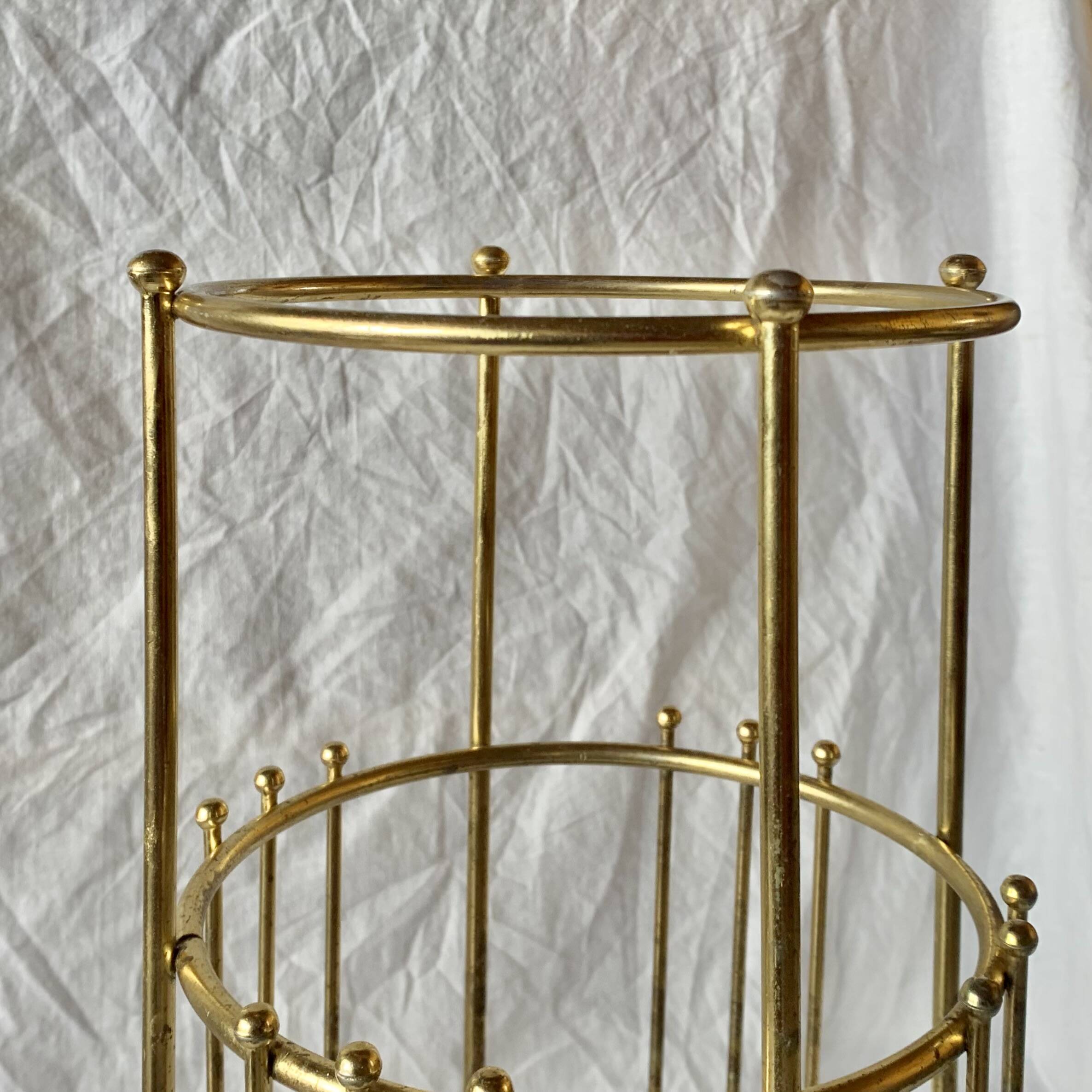 Vintage gold metal umbrella stand