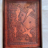 Wood and leather tray