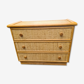 Vintage chest of drawers 1980 Maugrion Rotin