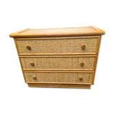 Vintage chest of drawers 1980 Maugrion Rotin