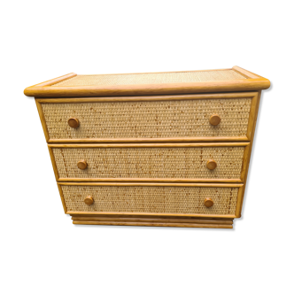 Vintage chest of drawers 1980 Maugrion Rotin