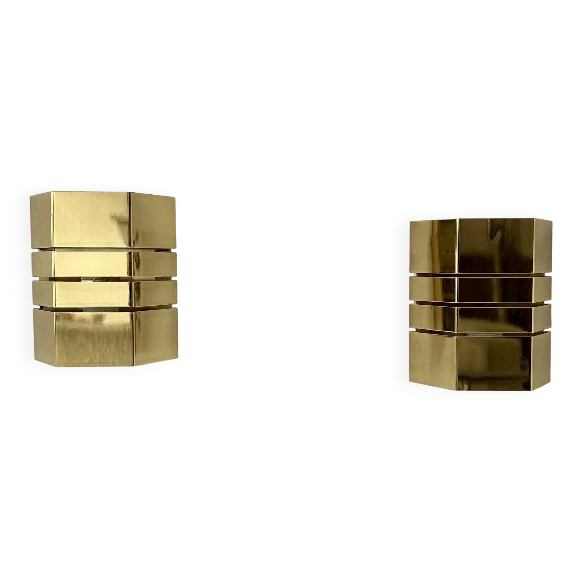 Pair of vintage brass wall lights, France 1970s