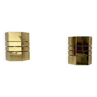 Paire d'appliques vintage, laiton, France 1970