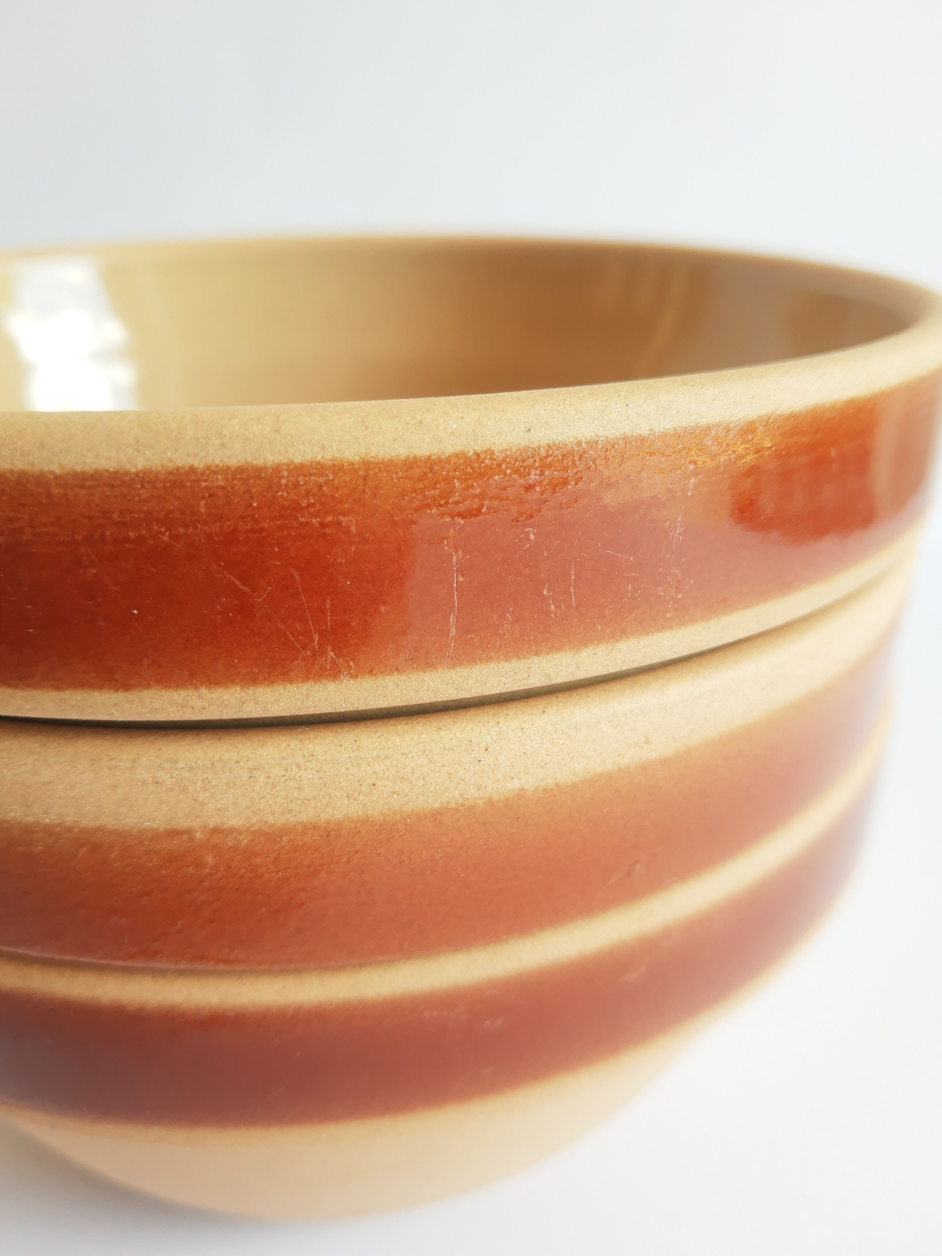 Set of 6 vintage Gien France stoneware bowls