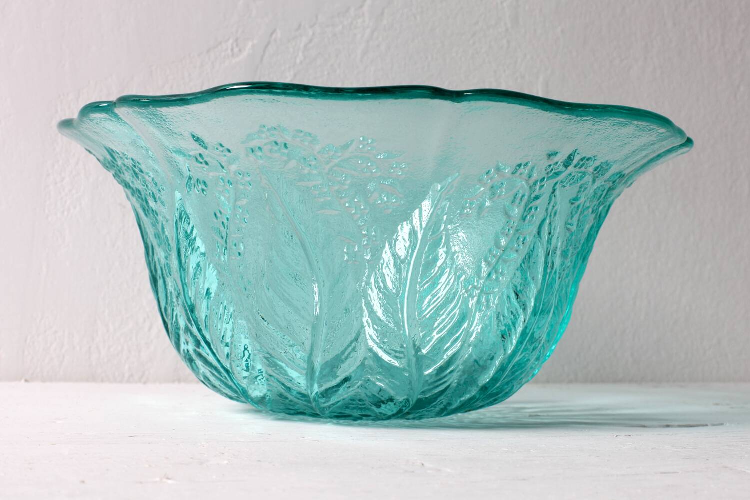Vintage Teal Glass Fruit Bowl: Mid-Century Modern Pukeberg Sweden