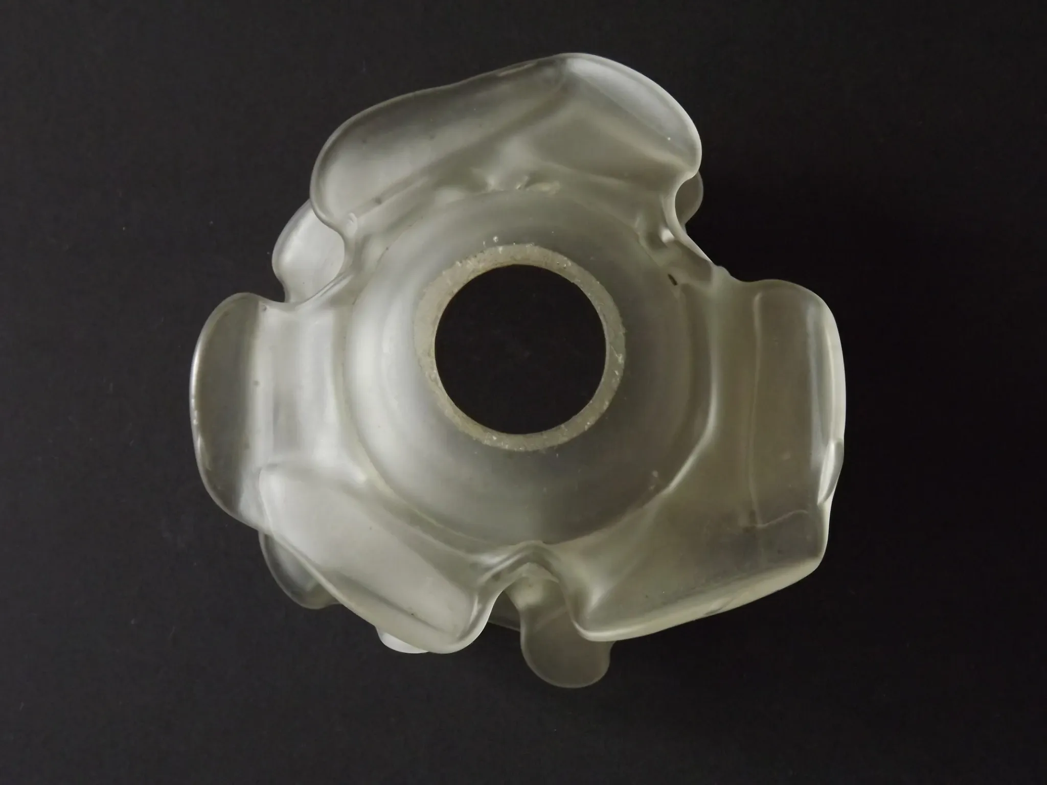 Vintage French Art Deco Frosted Satin Glass Rose Petal Flower Lamp Shade