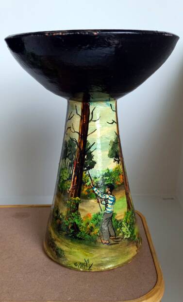 Pair of vintage Basque pottery – glazed ceramic – signed G. Defly