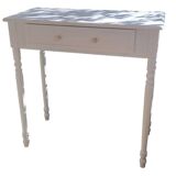 Current dressing table console in white painted wood with one drawer