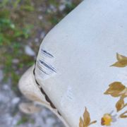 Pair of Louis XV style cabriolet chairs with a patina – floral fabric