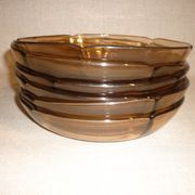6 Duralex transparent smoked glass hollow plates