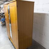 1970 Scandinavian wardrobe with shelves and mirror, 21x126, 2 doors.