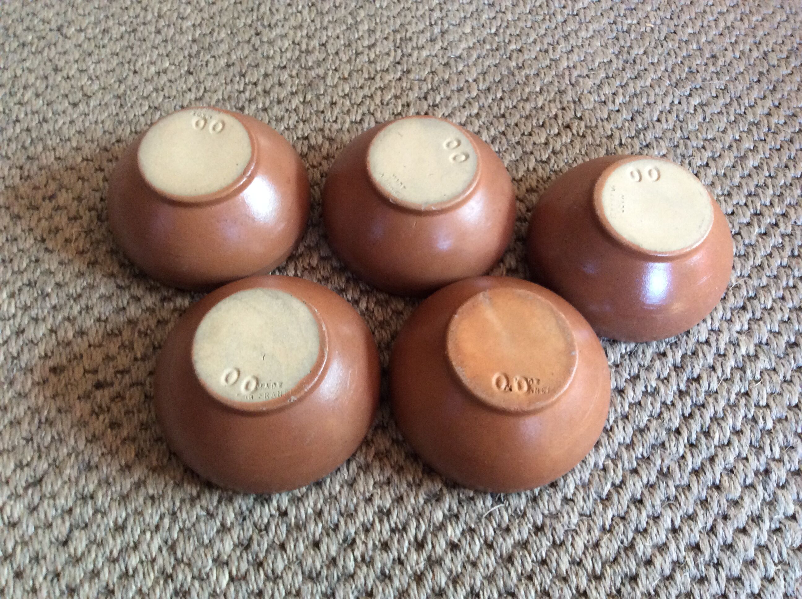 Series of 5 stoneware bowls