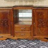 Solid walnut sideboard with small display cabinet