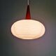 White opaline and teak pendant light, Scandinavian style, 1960s