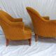 Pair of beech toad armchairs