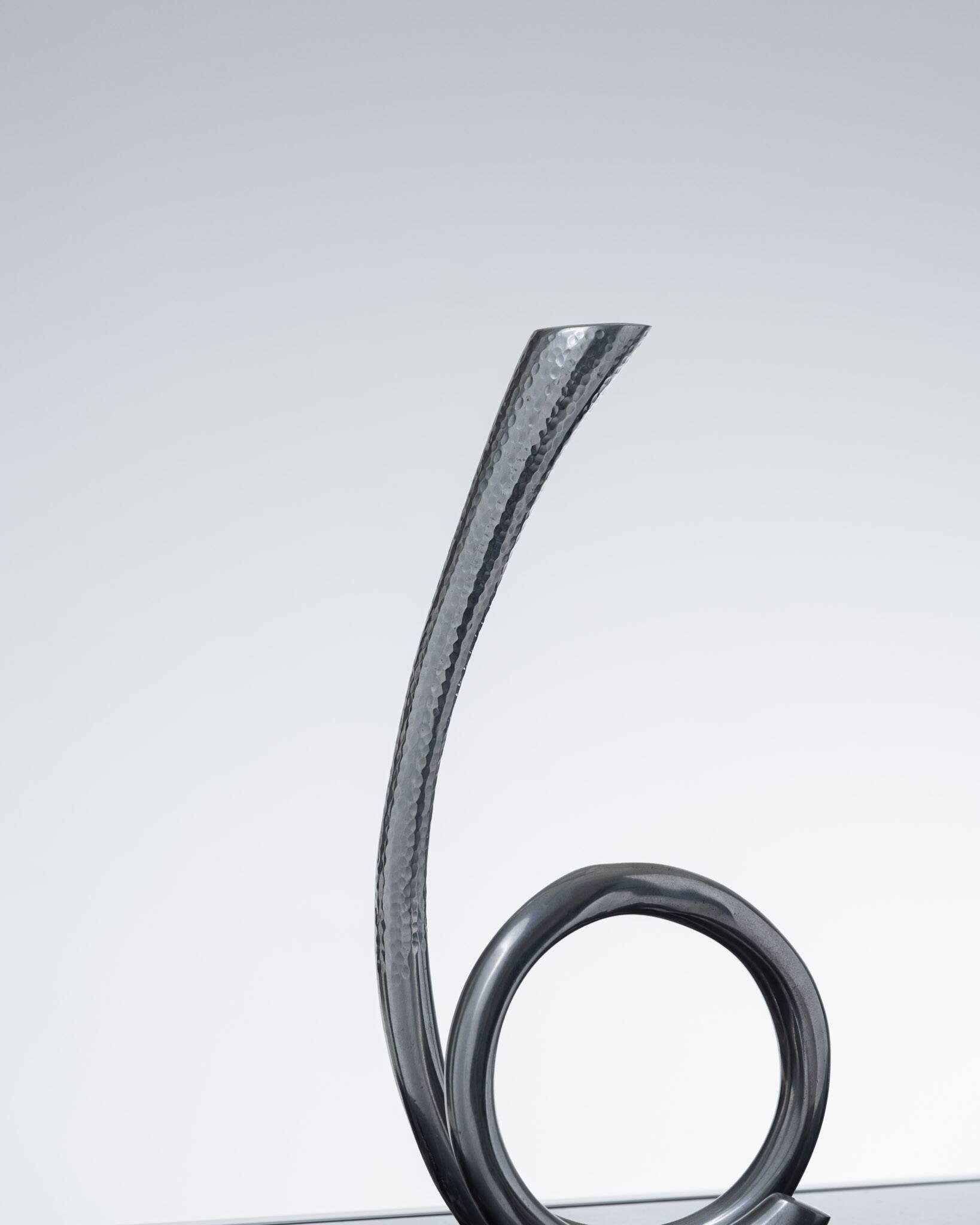 Curly hammered metal candle holder, 1970s