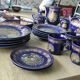 Superb complete table service "Taous" in cobalt blue porcelain.