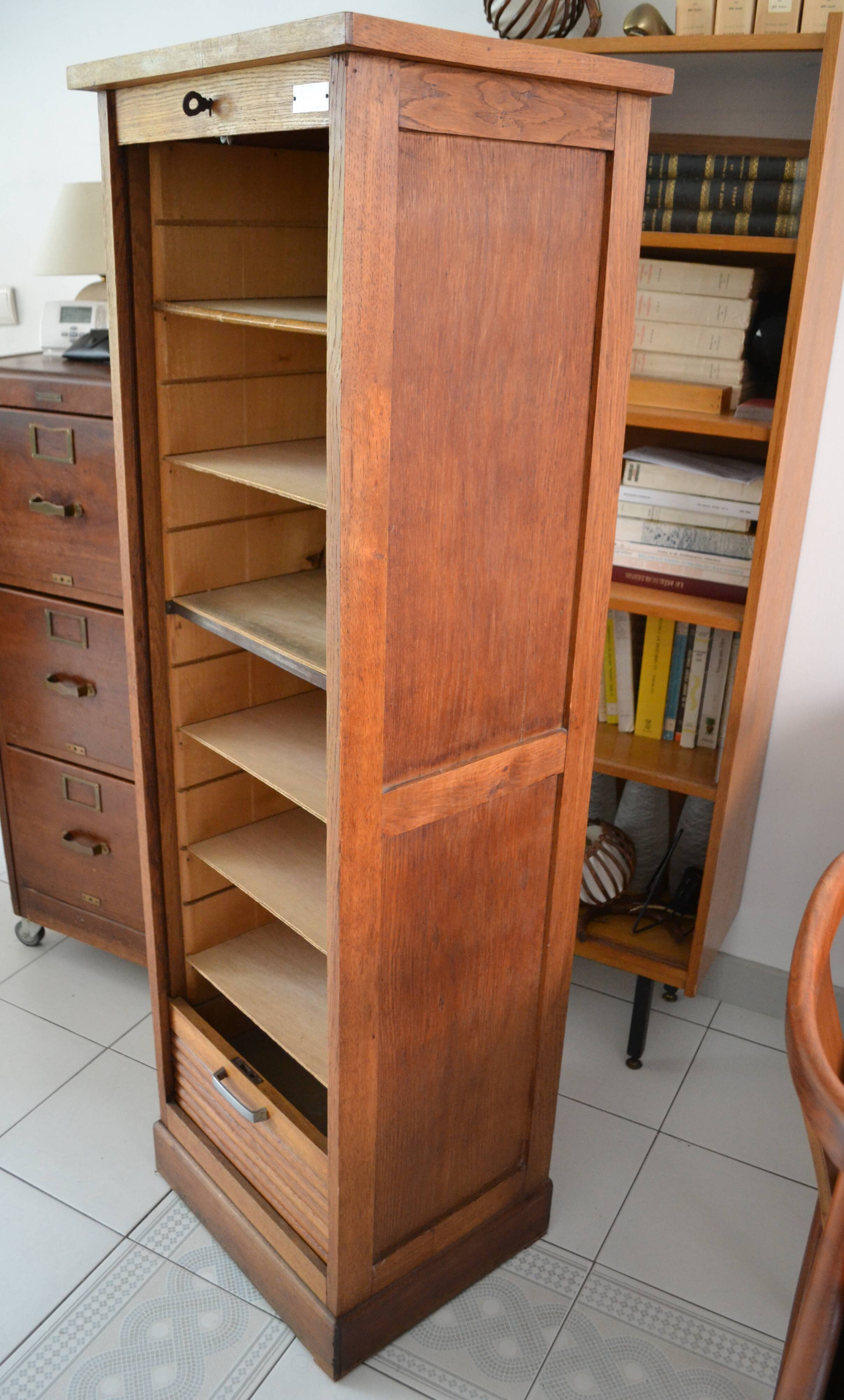 Solid oak curtain cabinet 50s 60s