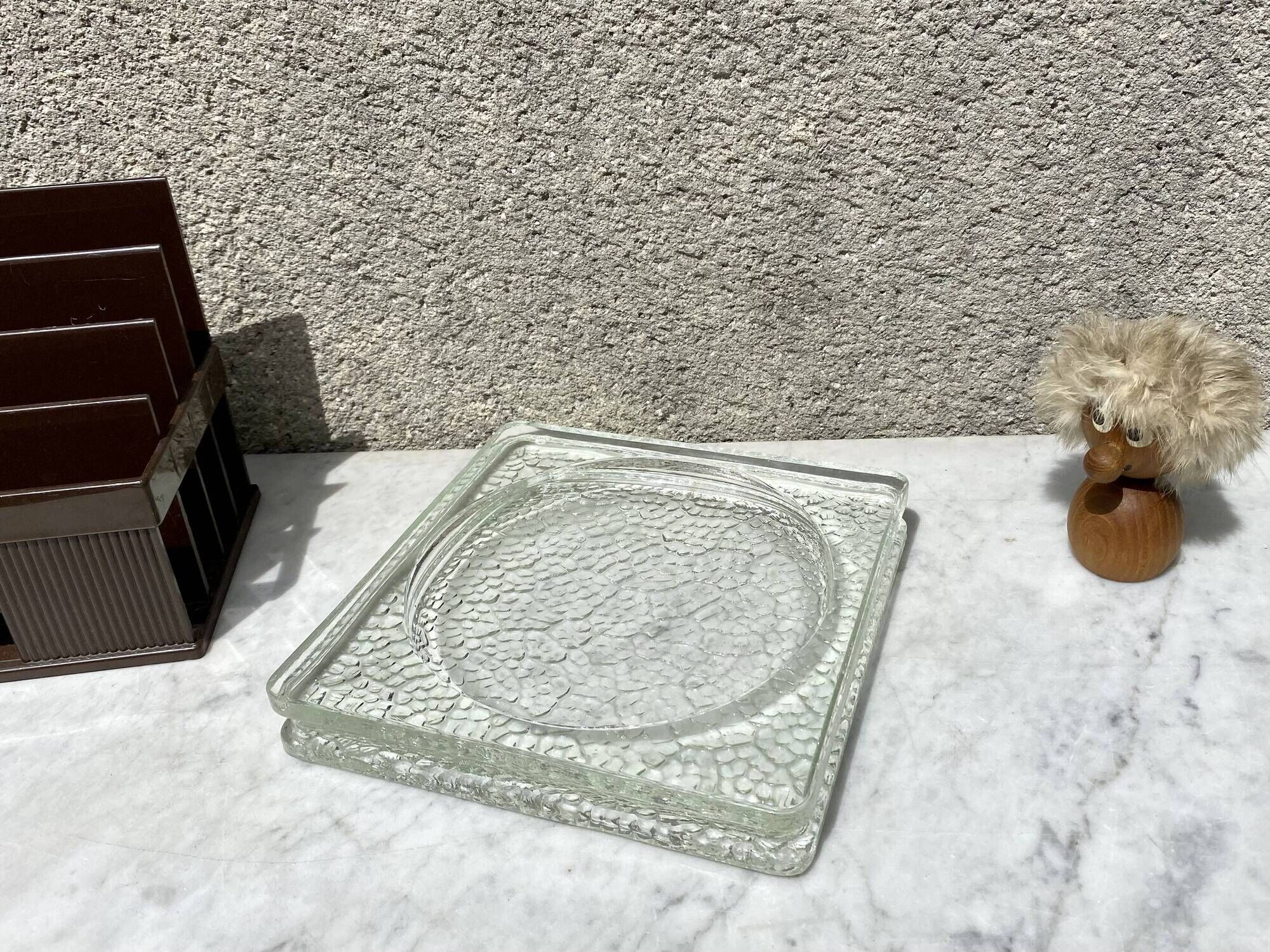 Glass brick lumax nevada empty pocket ashtray vintage 60s
