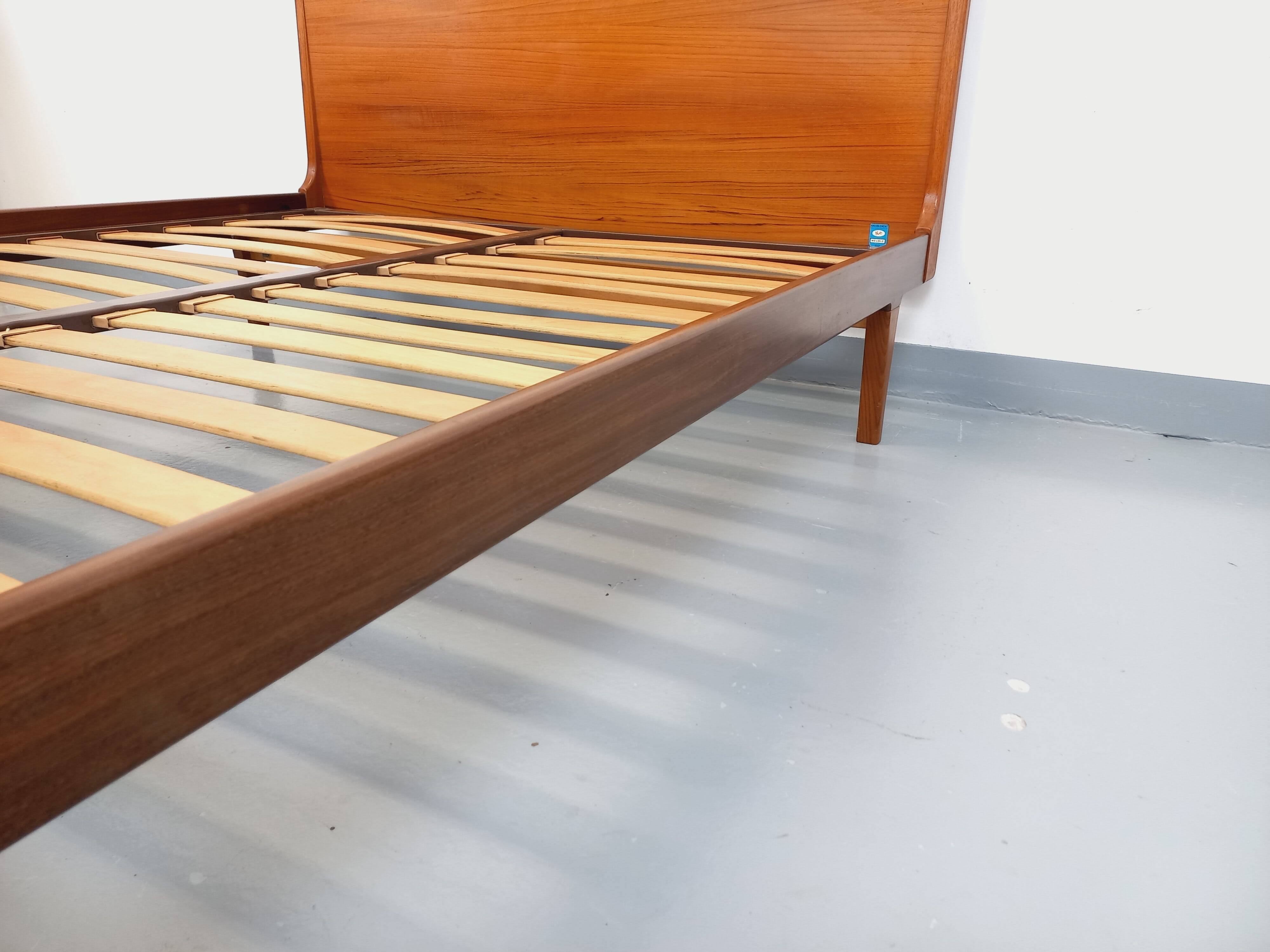 Carlström & Co vintage Scandinavian teak double bed from the 1960s