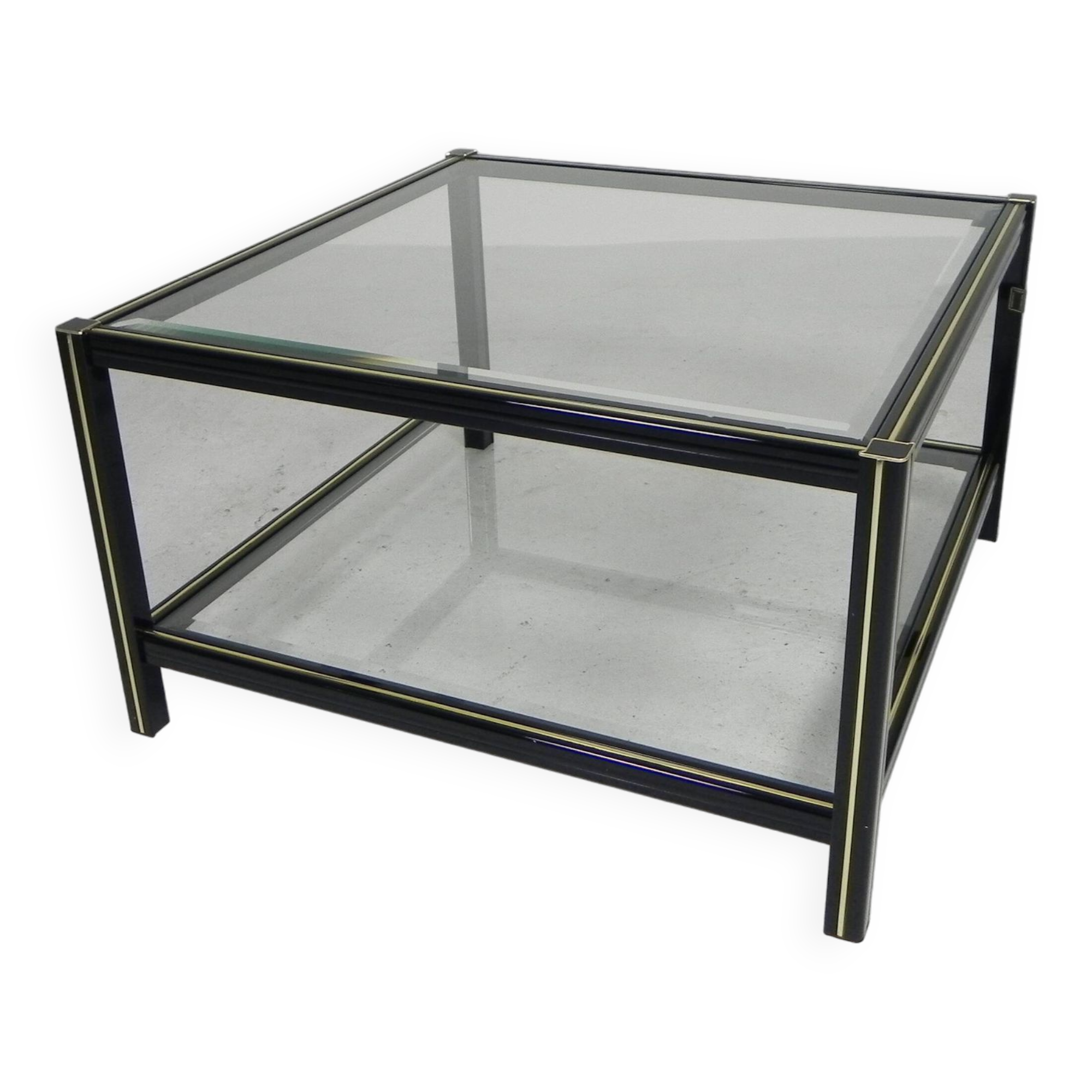 Hollywood Regency coffee table with 2 faceted glass plates, 1970s