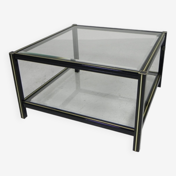 Hollywood Regency coffee table with 2 faceted glass plates, 1970s