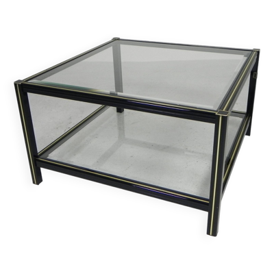 Hollywood Regency coffee table with 2 faceted glass plates, 1970s