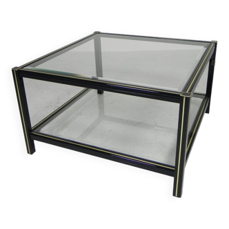 Hollywood Regency coffee table with 2 faceted glass plates, 1970s