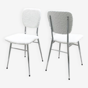 Pair of chrome curly wool chairs