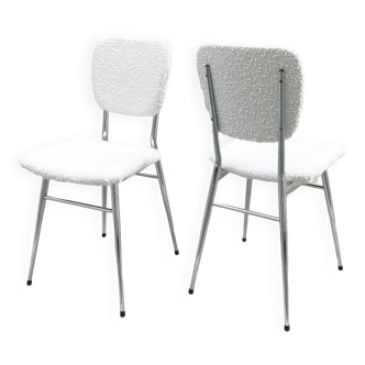 Pair of chrome curly wool chairs