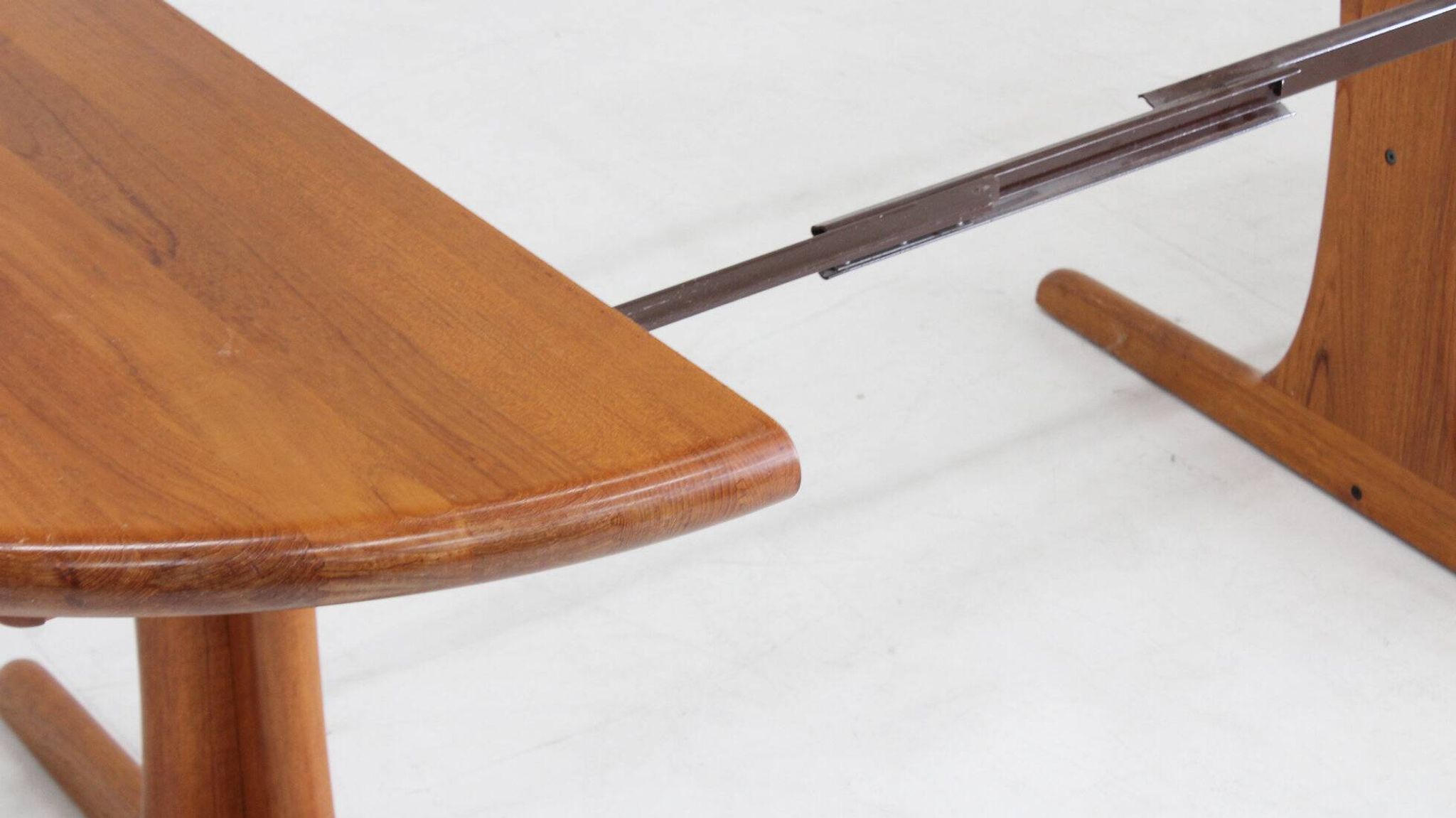 Vintage Danish round extendable dining table solid teak 1960s