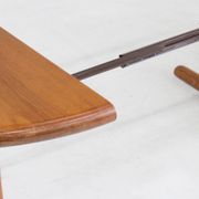 Vintage Danish round extendable dining table solid teak 1960s