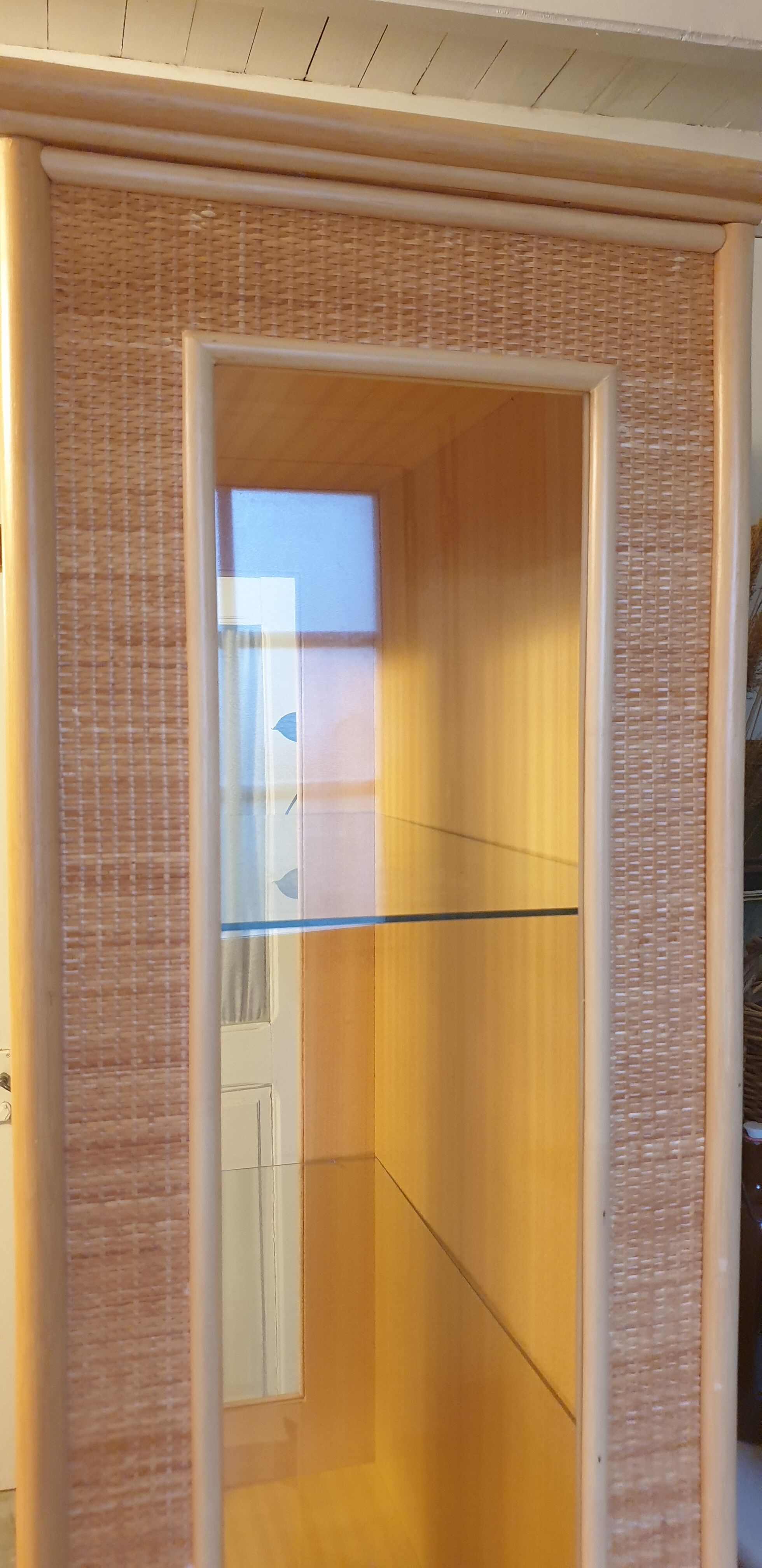 Rattan glass cabinet